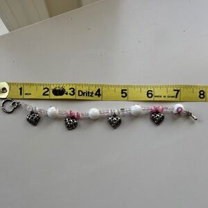 White and Pink Beaded Charm Bracelet
